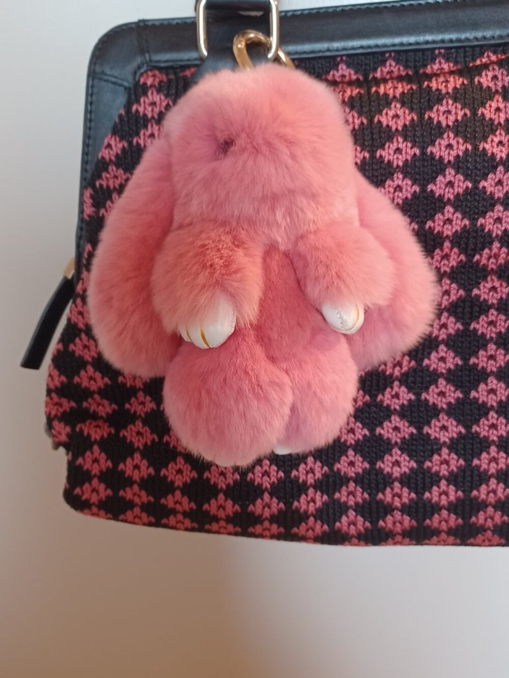 Kopenhagen Fur Bunny Rabbit Keychain Handbag Purse Accessory Pink READ